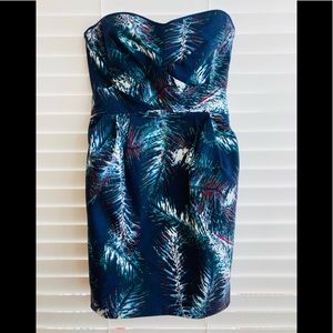 Club Monaco Feather Blue Print Dress Sz: 0
